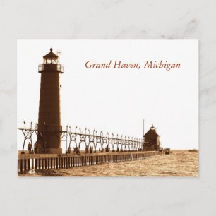 lighthouse, Grand Haven, Michigan Postcard