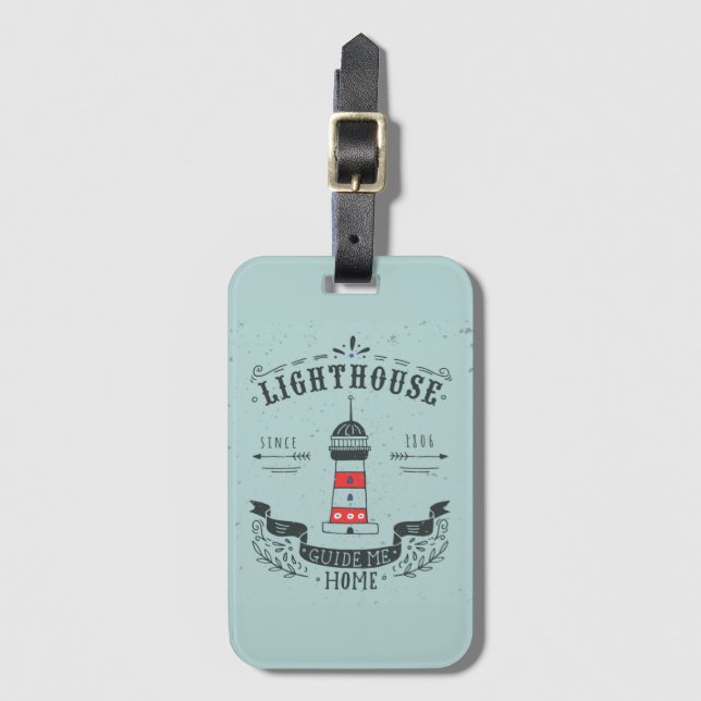 Lighthouse Guide Me Home Poster Luggage Tag (Front Vertical)