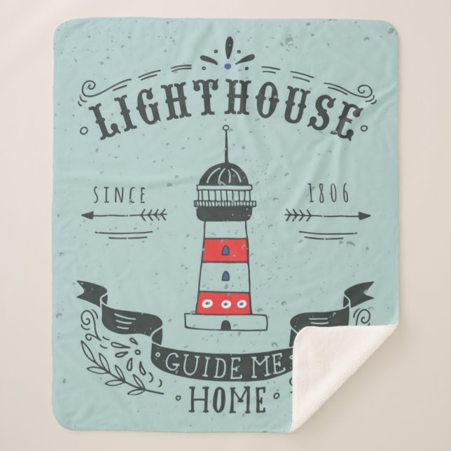Lighthouse Guide Me Home Poster Sherpa Blanket (Front)