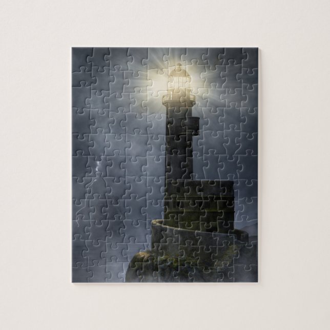 Lighthouse in a Storm Jigsaw Puzzle (Vertical)