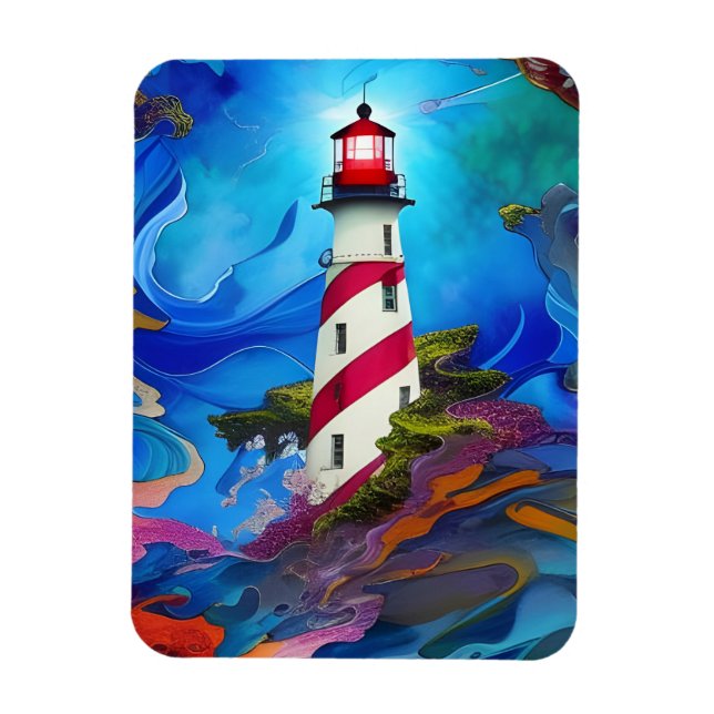 Lighthouse in a Storm  Magnet (Vertical)