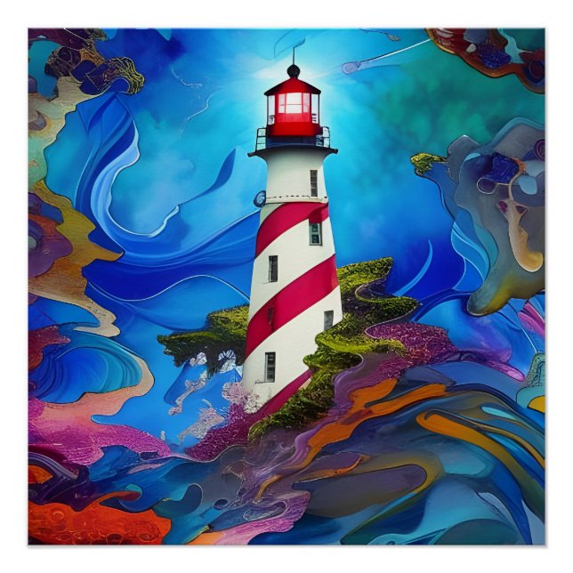 Lighthouse in a Storm Poster (Front)