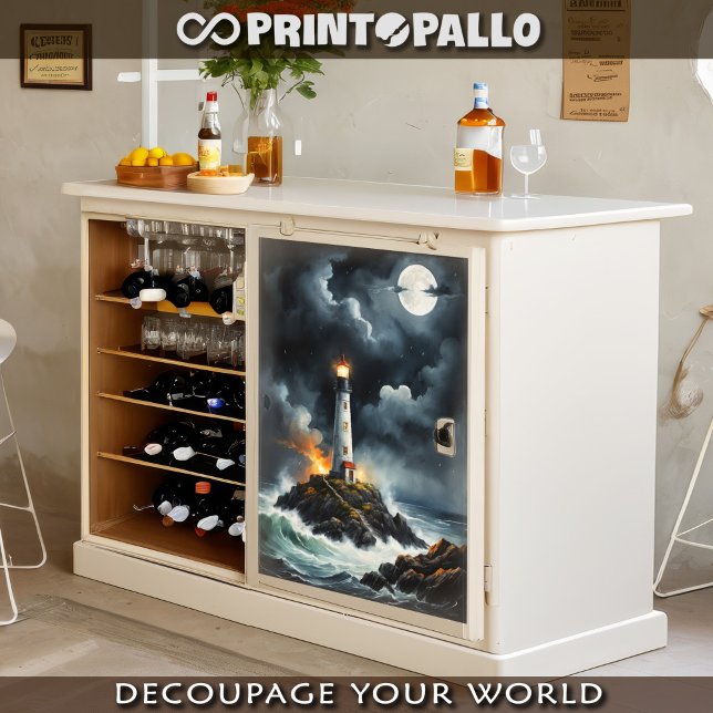 Lighthouse in a stormy moonlight night -  tissue paper (Creator Uploaded)