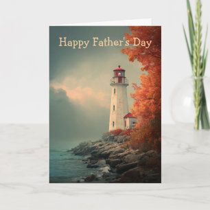 Lighthouse in Autumn Fall Father's Day Card