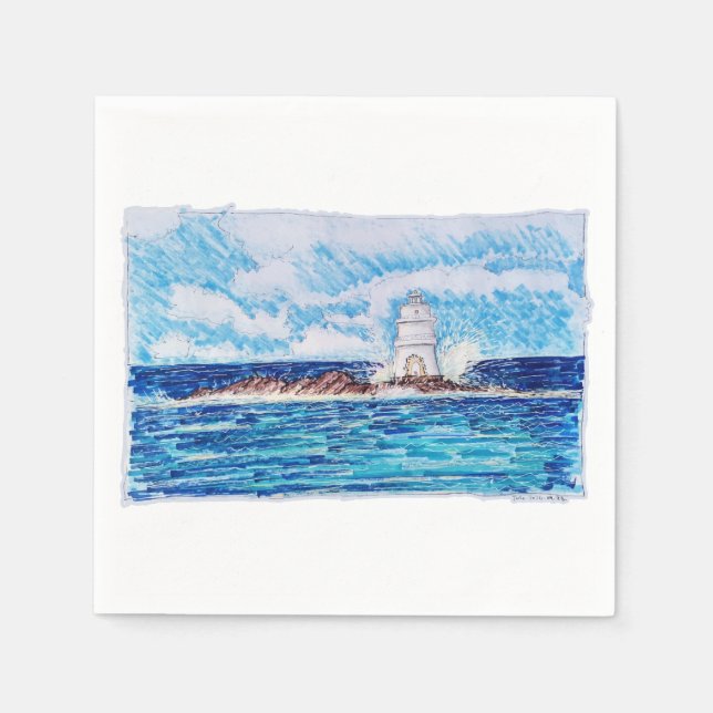 Lighthouse in Blue Napkin (Front)