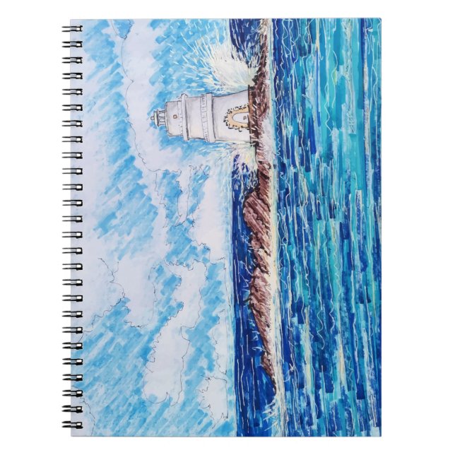 Lighthouse in Blue Notebook (Front)