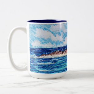 Lighthouse in Blue Two-Tone Coffee Mug