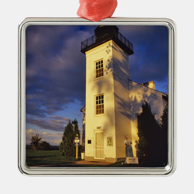 Lighthouse in Escanaba UP Michigan Metal Tree Decoration (Front)