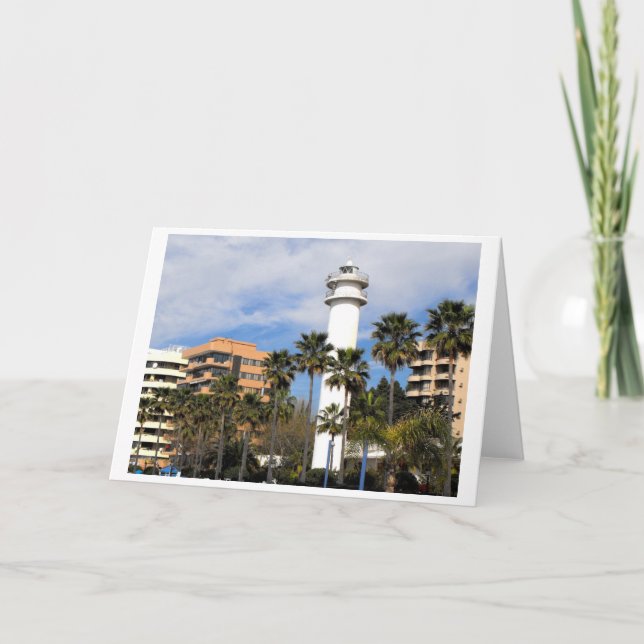 Lighthouse in Marbella, Spain Holiday Card (Front)