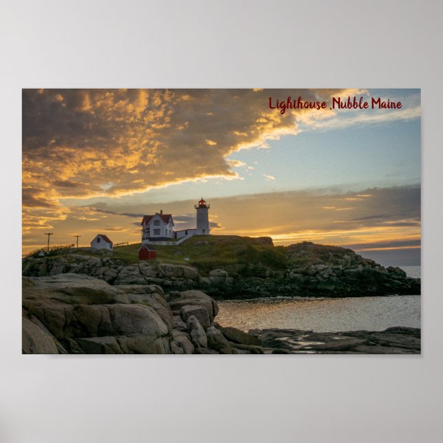 Lighthouse in Nubble Maine Poster (Front)