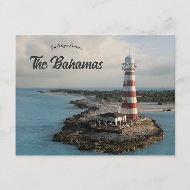 Lighthouse in Ocean Cay The Bahamas Postcard (Front)