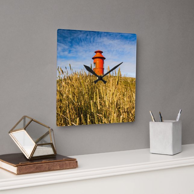 Lighthouse in Stykkisholmur, Iceland Square Wall Clock (Office)