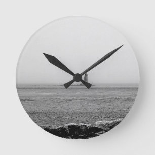 Lighthouse in the Distance Round Clock