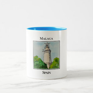 Lighthouse in the Harbour, Malaga Spain Two-Tone Coffee Mug