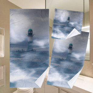 Lighthouse in the storm - Baltic Sea Bath Towel Set
