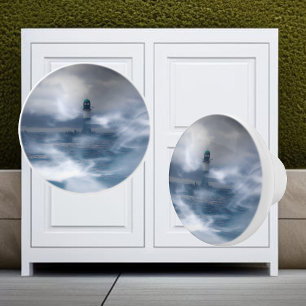 Lighthouse in the storm - Baltic Sea Ceramic Knob