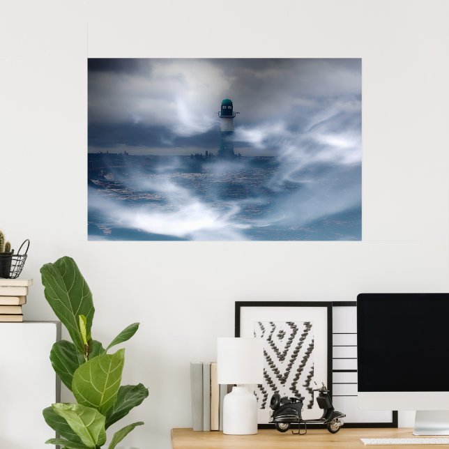 Lighthouse in the storm - Baltic Sea  Poster (Home Office)