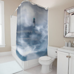 Lighthouse in the storm - Baltic Sea   Shower Curtain