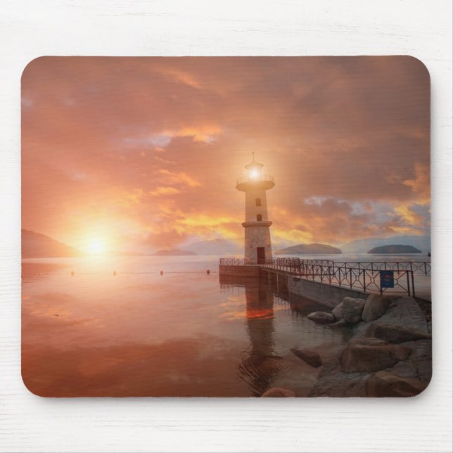 Lighthouse in the Sunset Mouse Mat (Front)