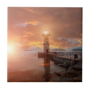 Lighthouse in the Sunset Tile