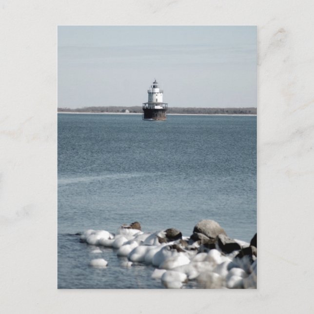 Lighthouse in Winter Postcard (Front)