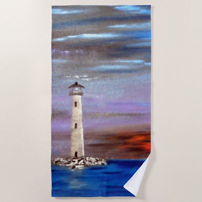 Lighthouse Island Beach Towel (Front)