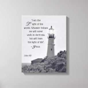 Lighthouse John 8:12 Wrapped Canvas