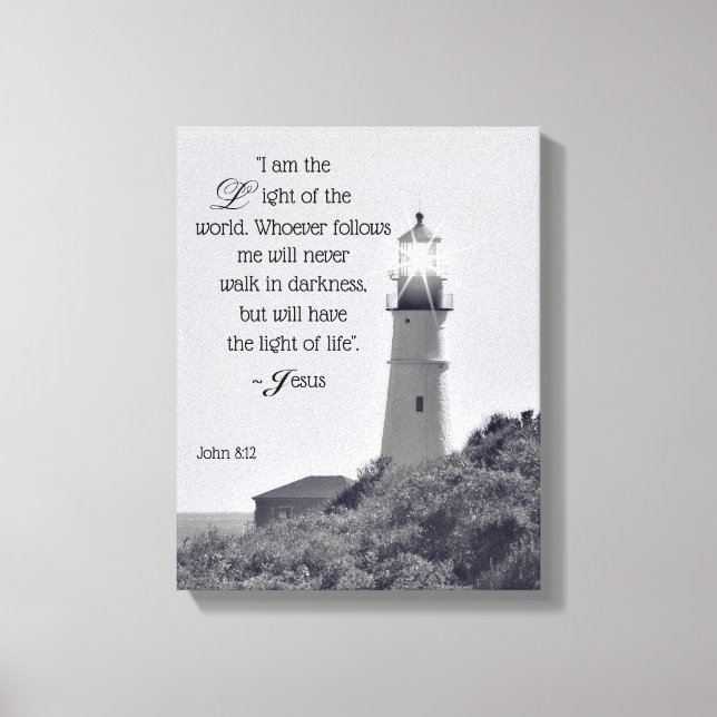 Lighthouse John 8:12 Wrapped Canvas (Front)