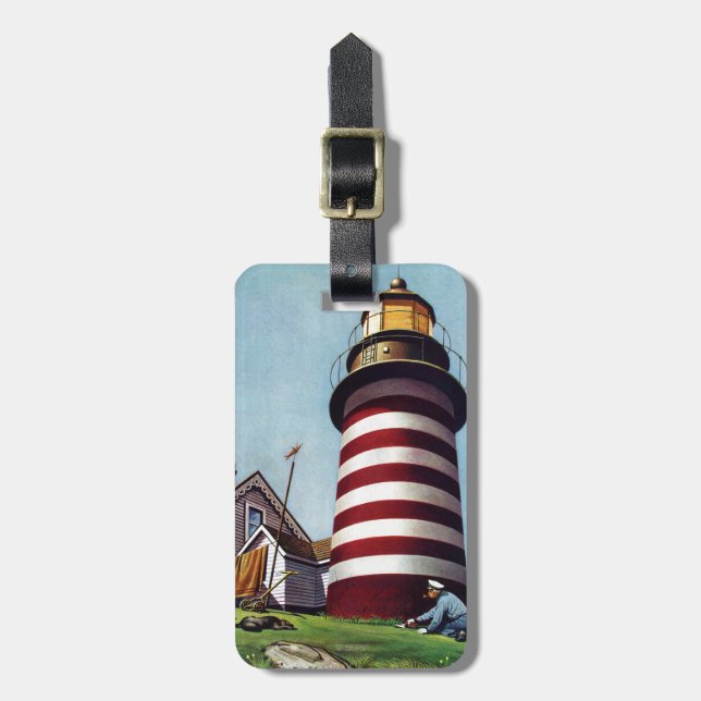 Lighthouse Keeper by Stevan Dohanos Luggage Tag (Front Vertical)