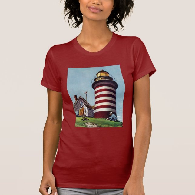 Lighthouse Keeper by Stevan Dohanos T-Shirt (Front)