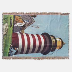 Lighthouse Keeper by Stevan Dohanos Throw Blanket