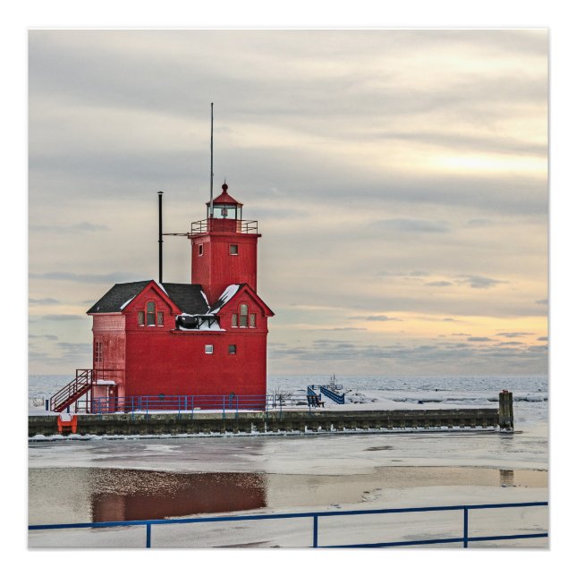 Lighthouse known as Big Red in Michigan Photo Print (Front)
