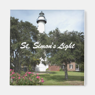 Lighthouse, Lawn, and Flowering Bush Magnet