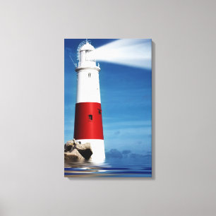 Lighthouse lookout at sea canvas print