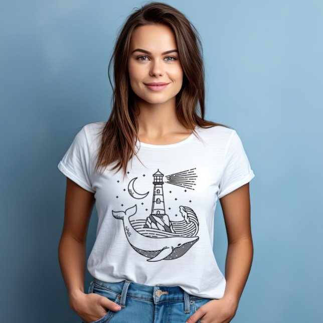 Lighthouse Moon Whale T-Shirt (Creator Uploaded)