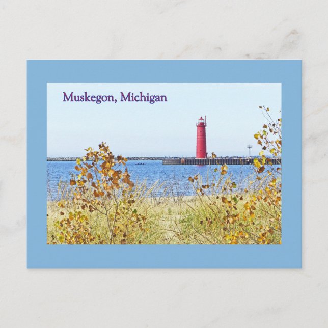 LIGHTHOUSE, MUSKEGON, MICHIGAN Postcard (Front)