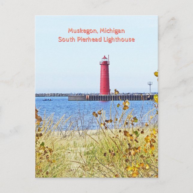 LIGHTHOUSE, MUSKEGON, MICHIGAN Postcard (Front)