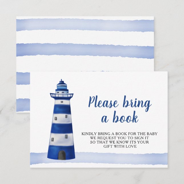 Lighthouse | Nautical Baby Shower Bring A Book Invitation (Front/Back)