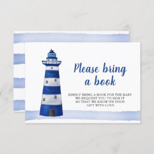 Lighthouse Nautical Baby Shower Bring A Book Invitation