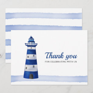 Lighthouse Nautical Baby Shower Thank You Invitation