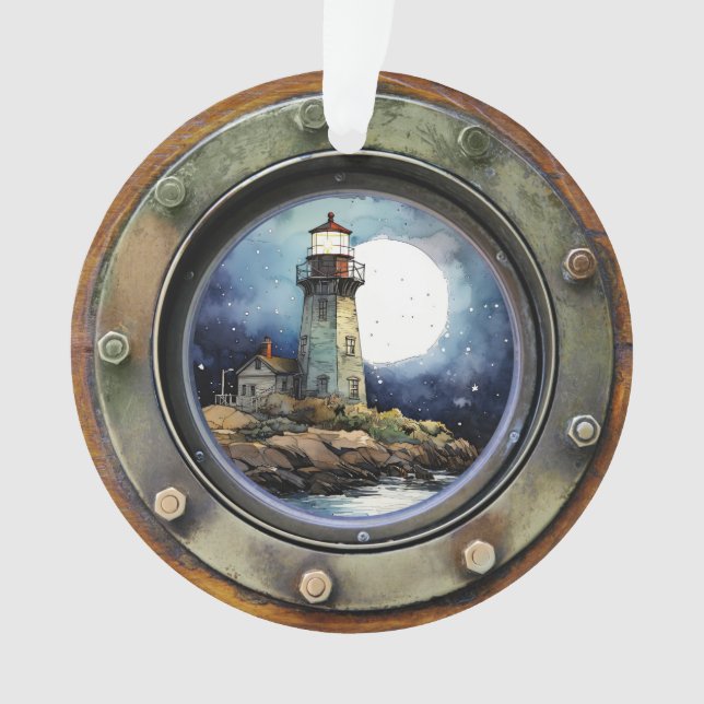 Lighthouse Nautical Porthole Ornament (Front)