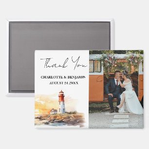 Lighthouse Nautical Theme Wedding Thank You Magnet