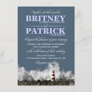 Lighthouse Nautical Themed Wedding Invitations