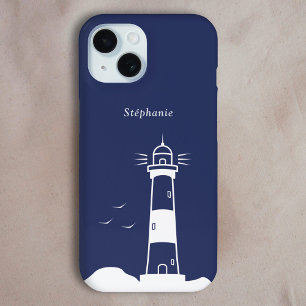 Lighthouse Navy Blue iPhone 15 Case