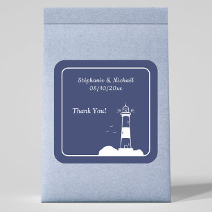 Lighthouse Navy Blue Wedding Square Sticker