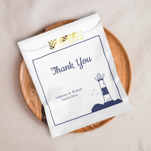 Lighthouse Navy Blue Wedding Thank You  Favour Bags