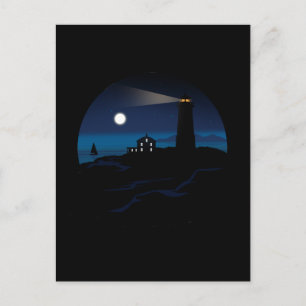 Lighthouse - Night Skateboard Postcard
