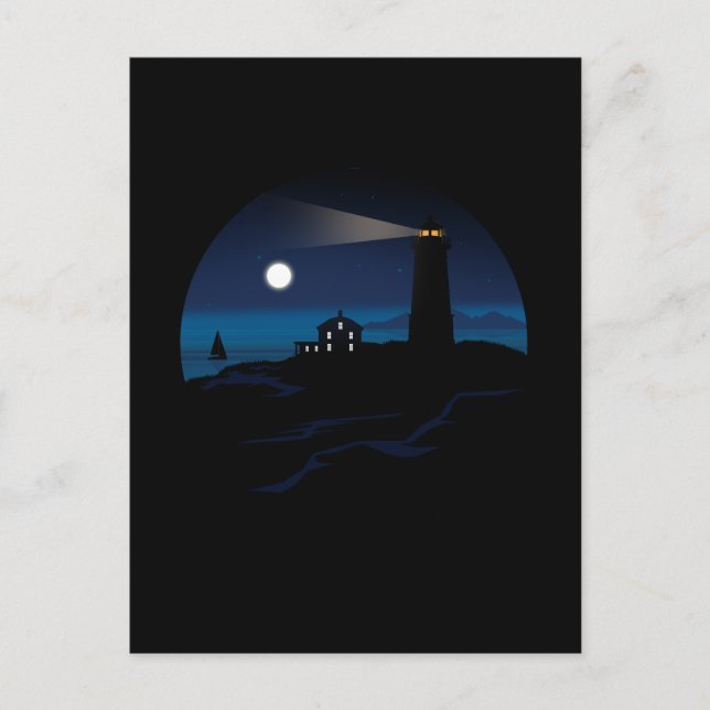 Lighthouse - Night Skateboard Postcard (Front)