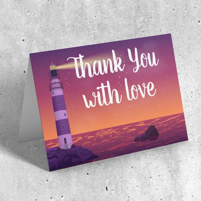 Lighthouse Ocean Beach Nautical Wedding Thank You (Creator Uploaded)