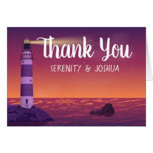 Lighthouse Ocean Beach Nautical Wedding Thank You